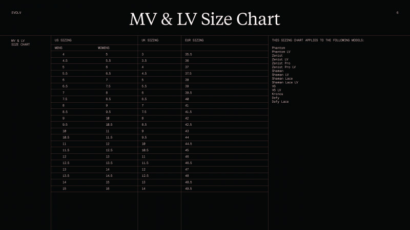 Size Guide  Evolv® USA