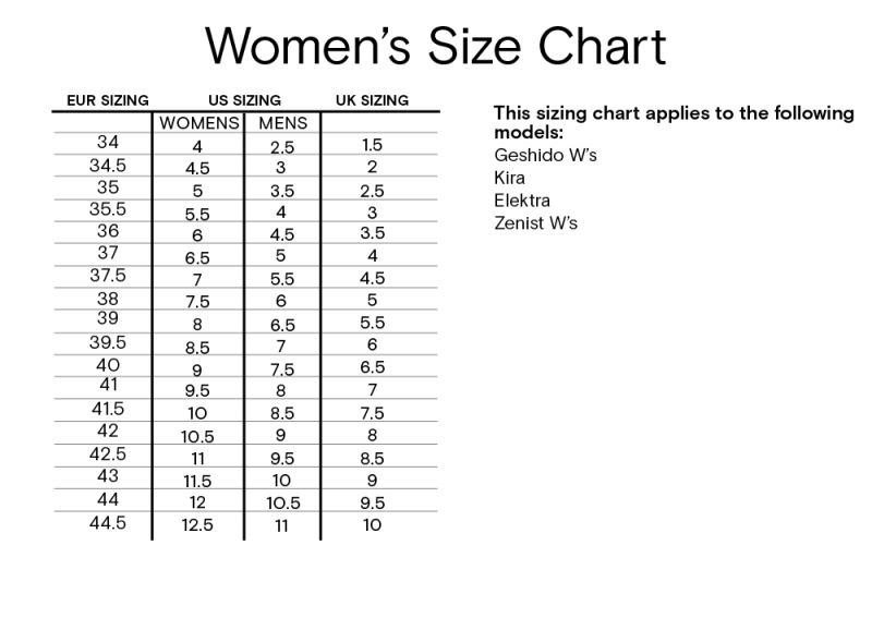 Womens size chart